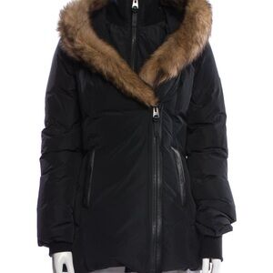 Mackage Women's Black Puffer Jacket with Faux Fur Trim